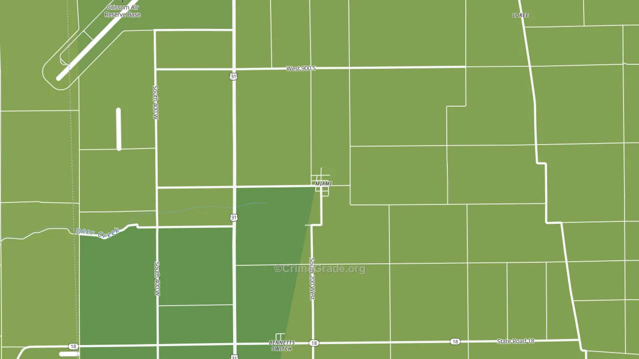 Miami, IN Map of Vehicle Theft Rates