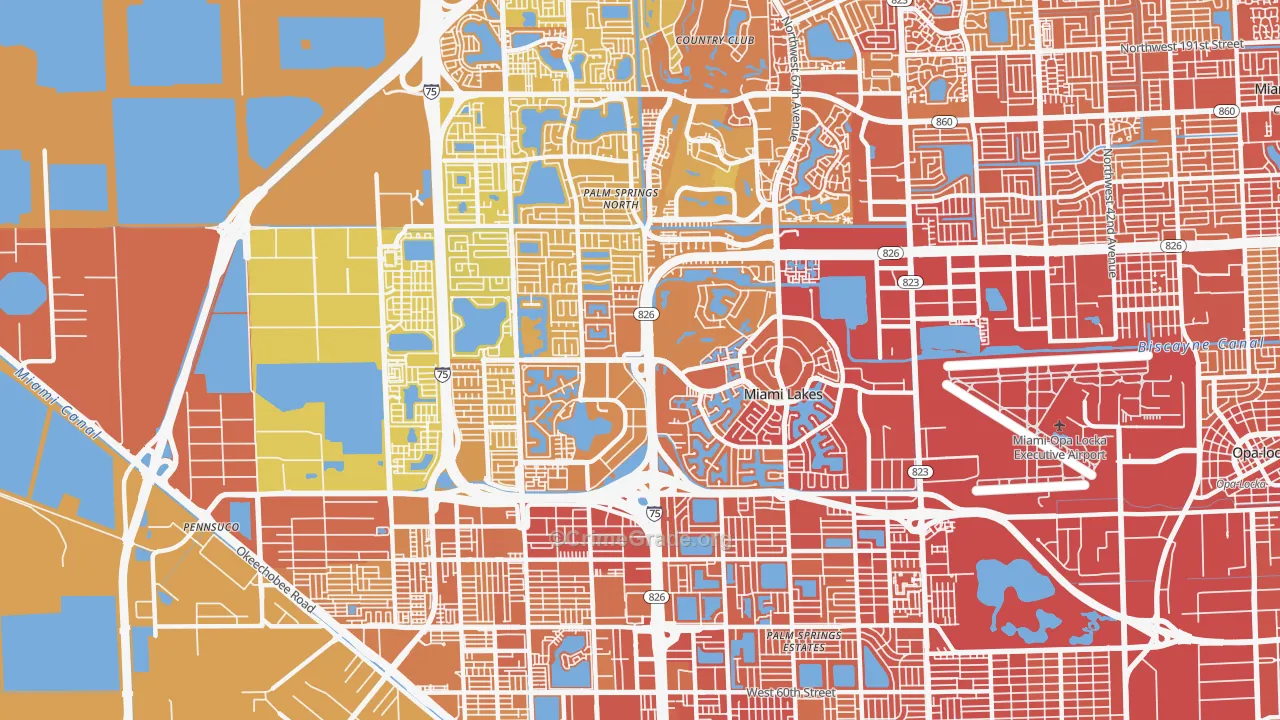 Miami Lakes, FL Map of Vehicle Theft Rates