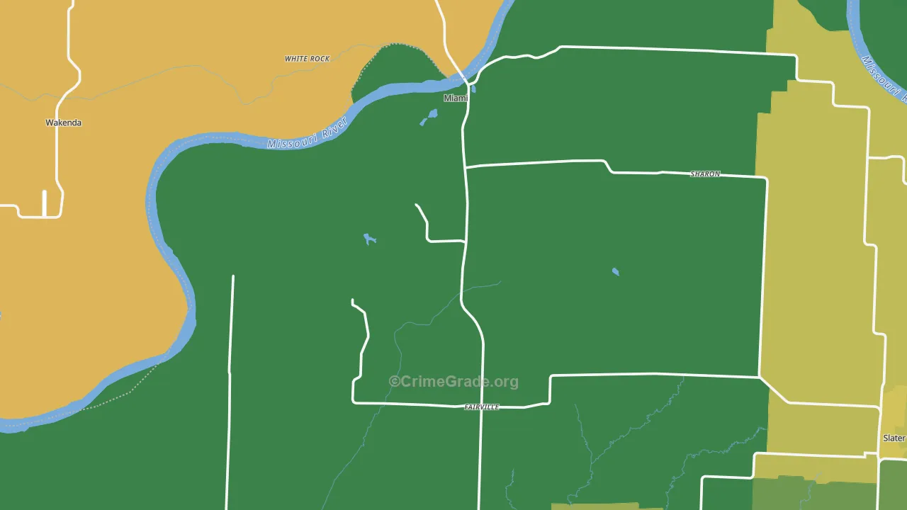 Miami, MO Map of Vehicle Theft Rates