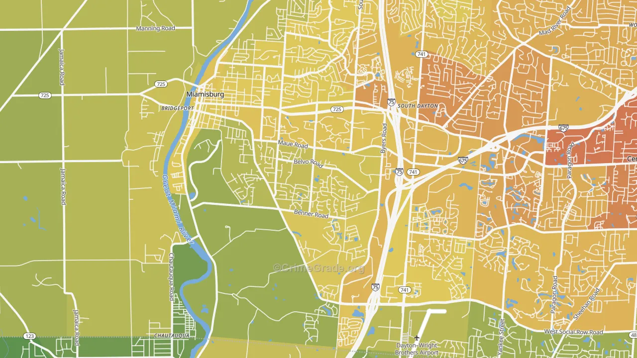 Miamisburg, OH Map of Vehicle Theft Rates