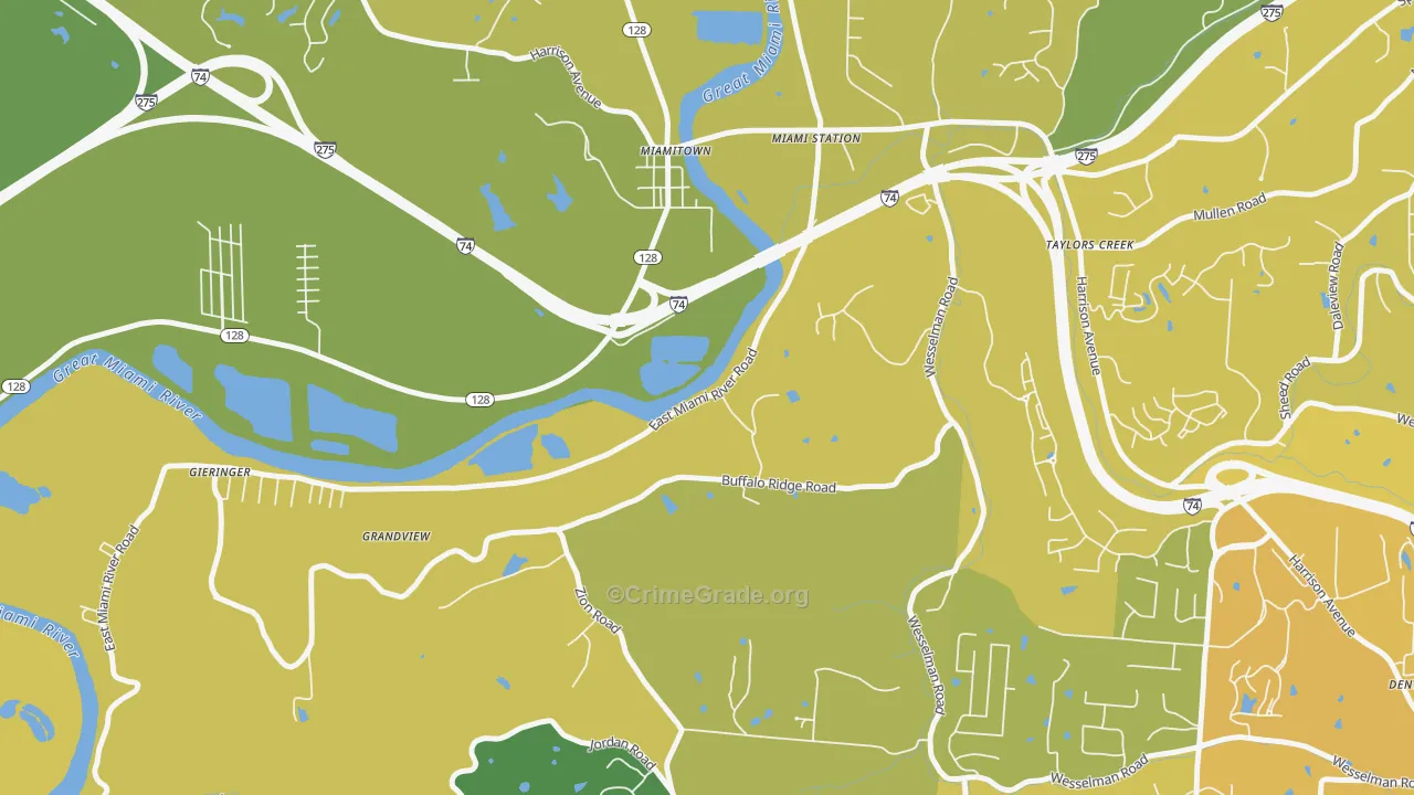 Miamitown, OH Map of Vehicle Theft Rates