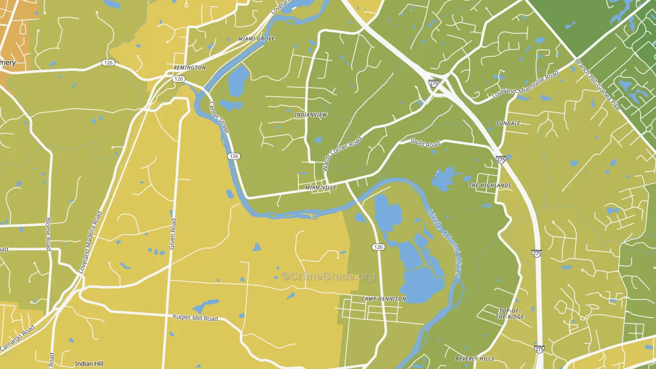 Miamiville, OH Map of Vehicle Theft Rates
