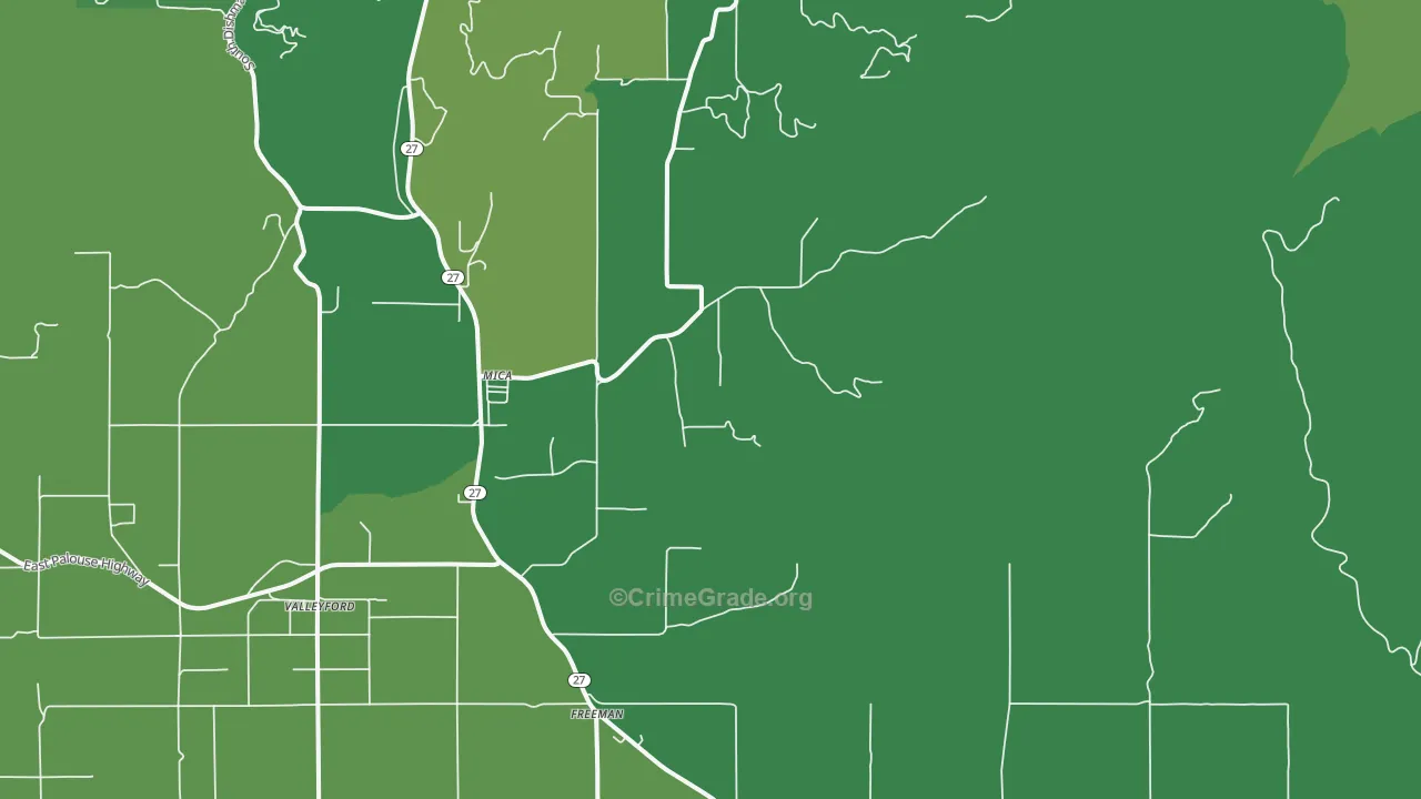 Mica, WA Map of Vehicle Theft Rates