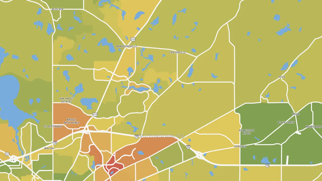 Miccosukee Cpo, FL Map of Vehicle Theft Rates