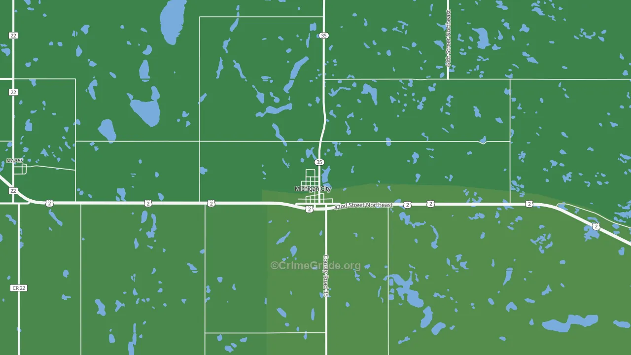 Michigan City, ND Map of Vehicle Theft Rates