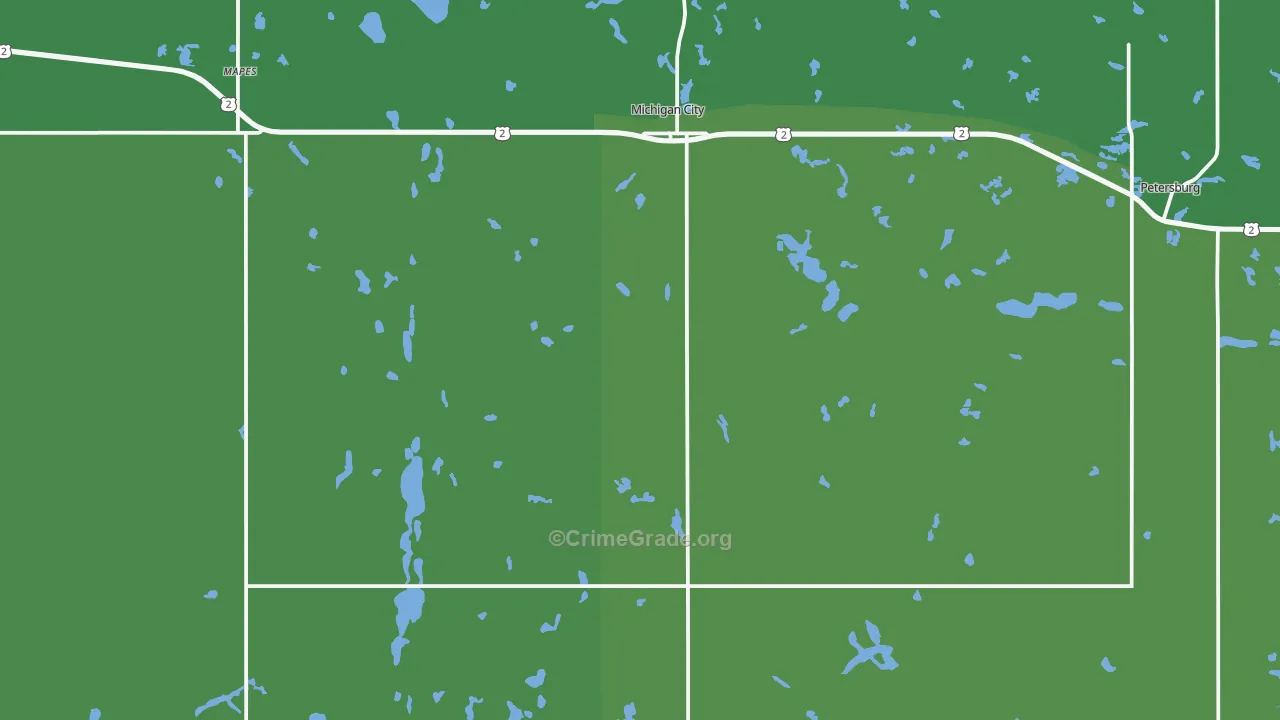 Michigan, ND Map of Vehicle Theft Rates