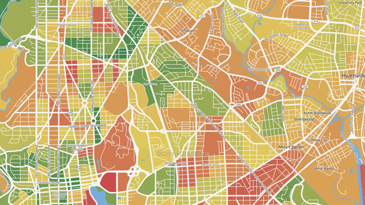 Michigan Park, Washington, DC Map of Vehicle Theft Rates