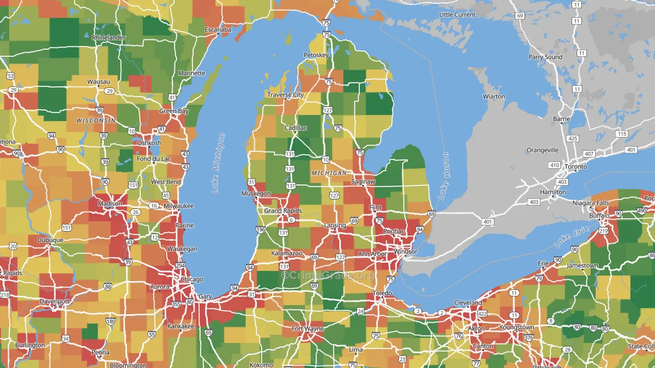 Michigan Map of Vehicle Theft Rates