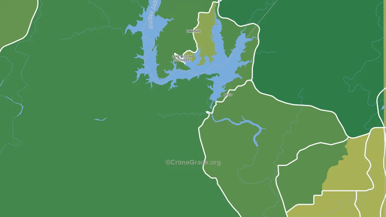 Mico, TX Map of Vehicle Theft Rates