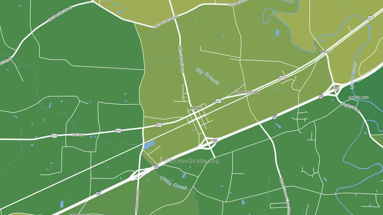 Micro, NC Map of Vehicle Theft Rates