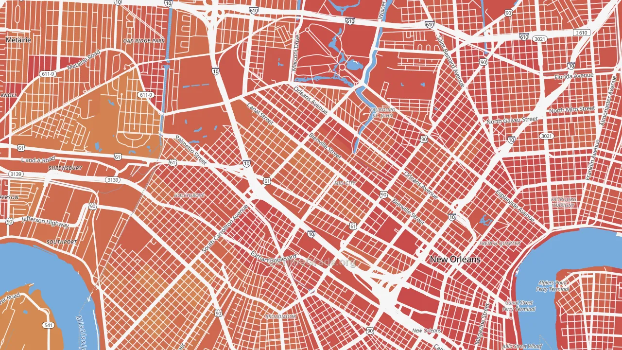 Mid-City, New Orleans, LA Map of Vehicle Theft Rates