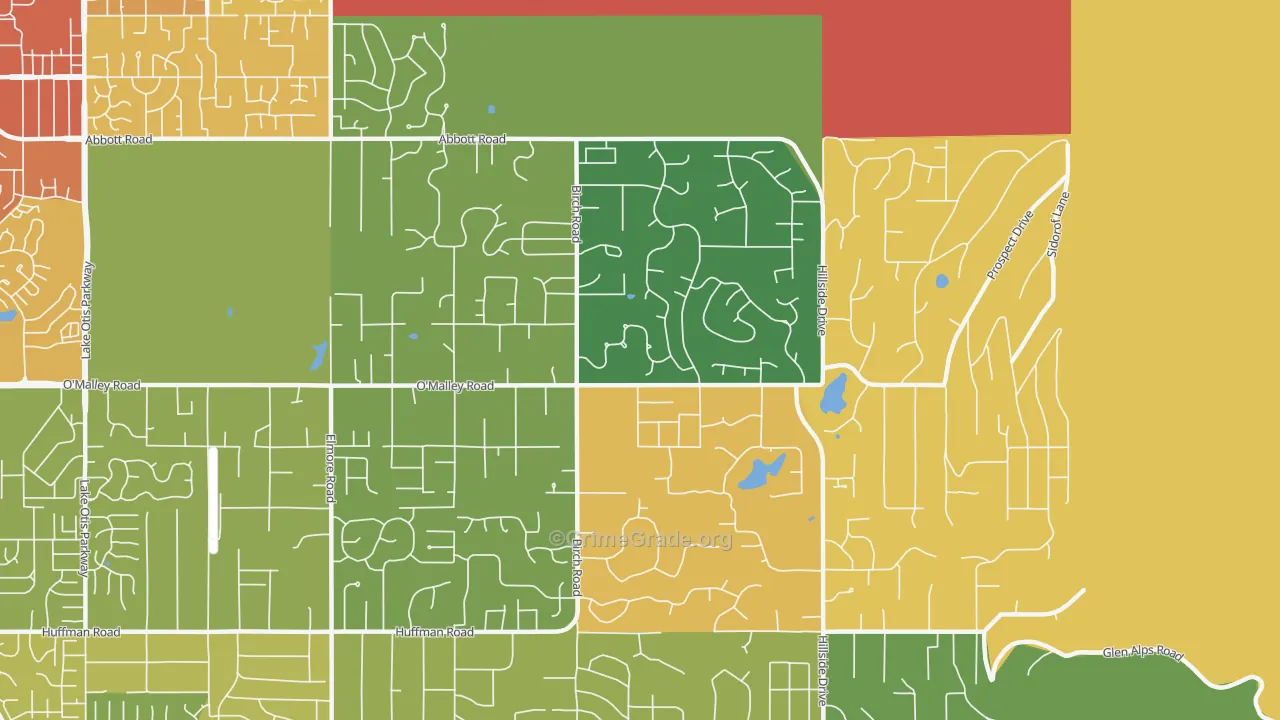 Mid-Hillside, Anchorage, AK Map of Vehicle Theft Rates