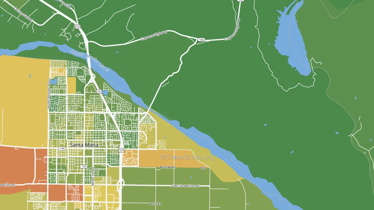 Midco, CA Map of Vehicle Theft Rates