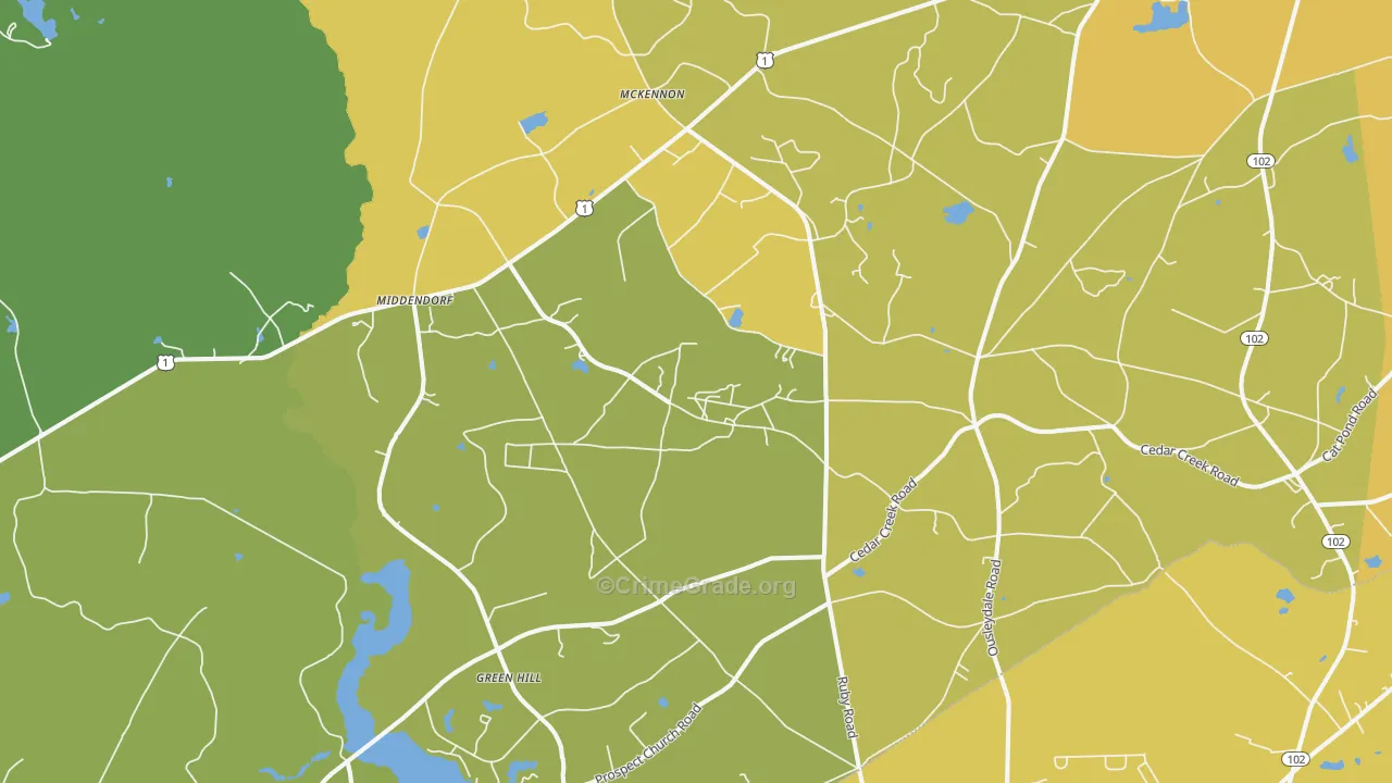 Middendorf, SC Map of Vehicle Theft Rates