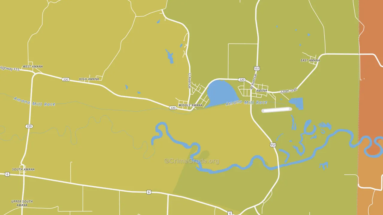Middle Amana, IA Map of Vehicle Theft Rates