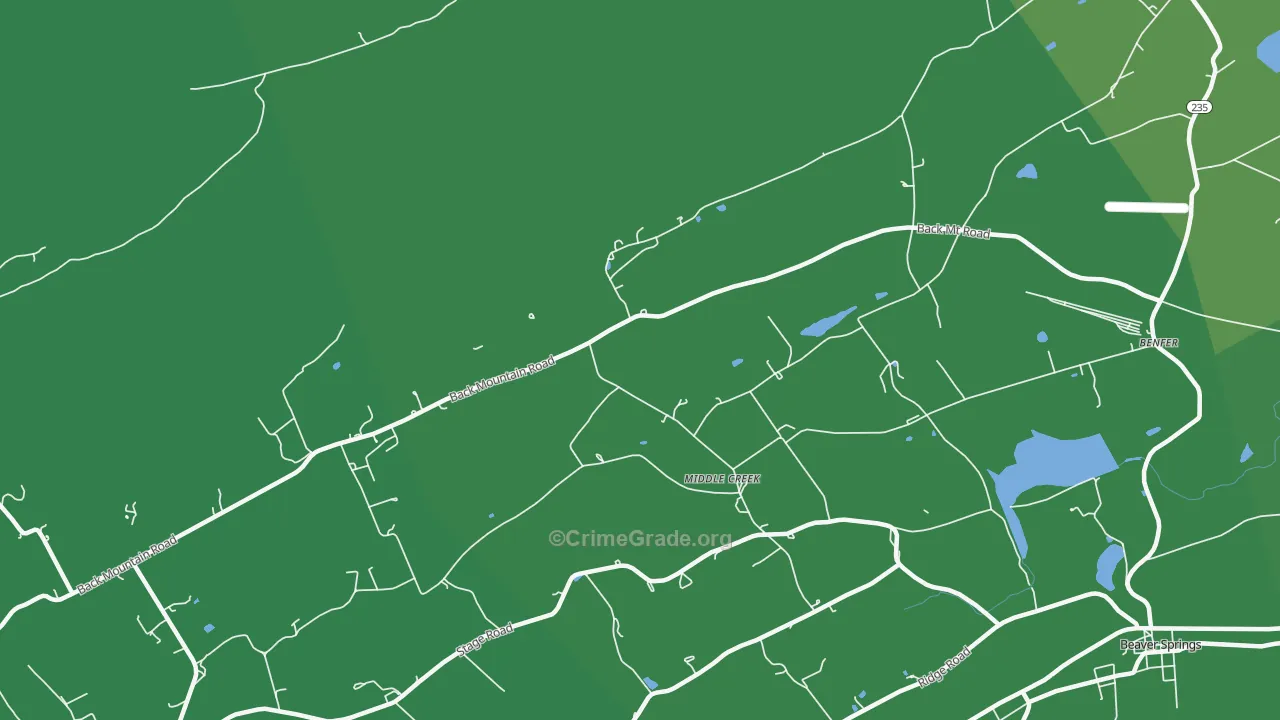 Middle Creek, PA Map of Vehicle Theft Rates