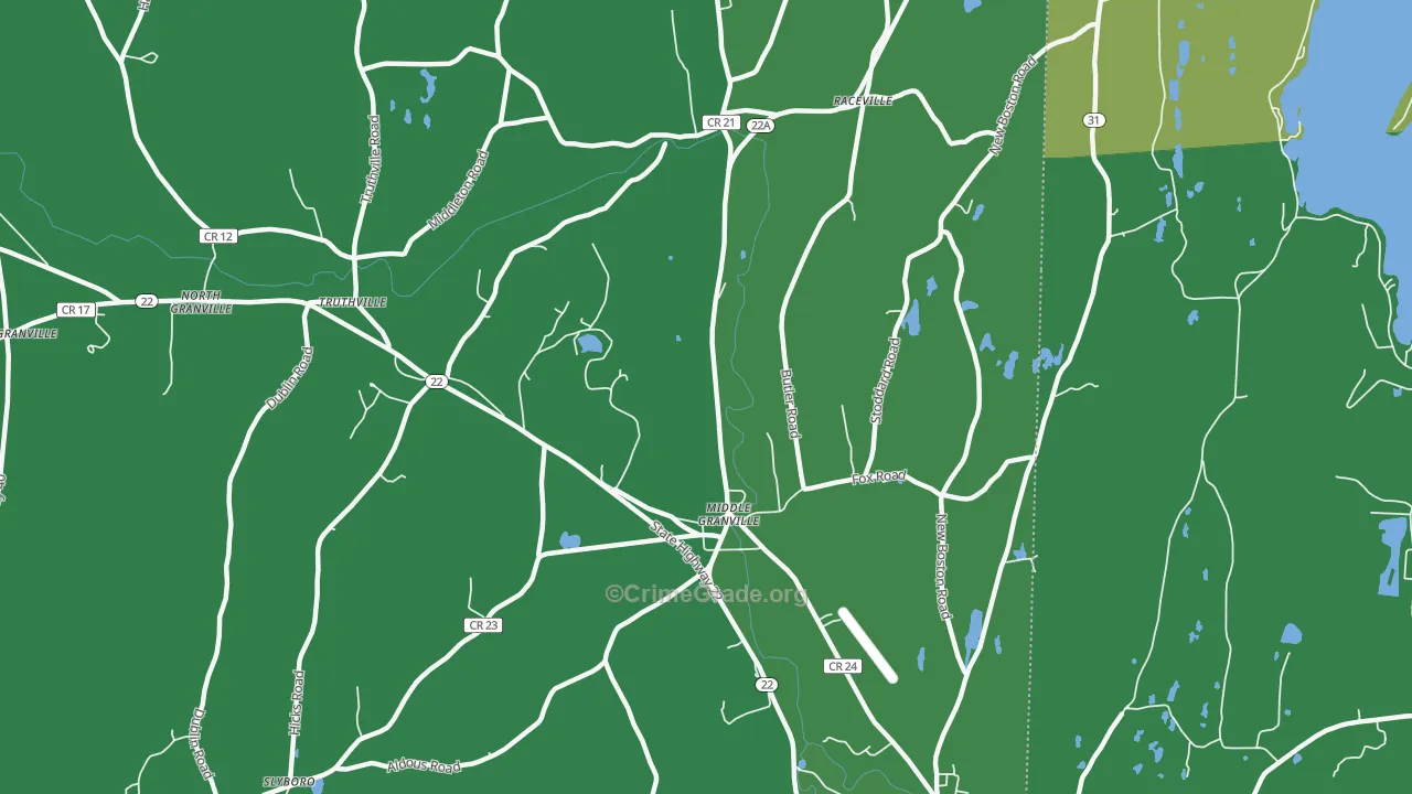 Middle Granville, NY Map of Vehicle Theft Rates