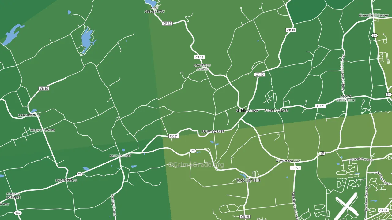 Middle Grove, NY Map of Vehicle Theft Rates