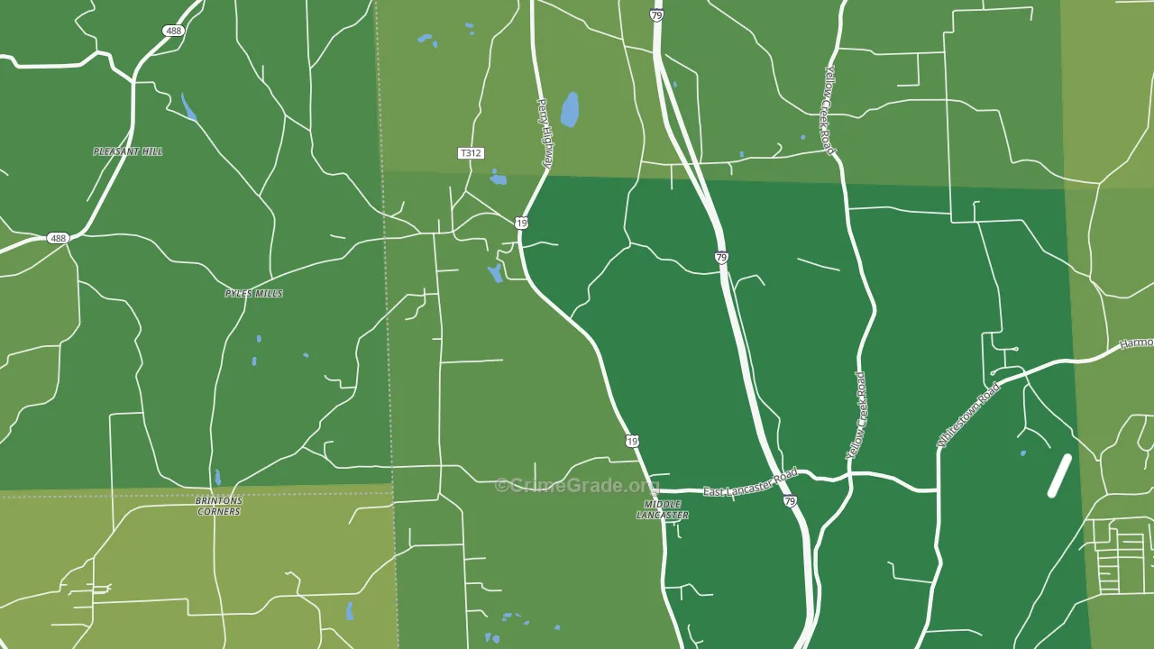 Middle Lancaster, PA Map of Vehicle Theft Rates