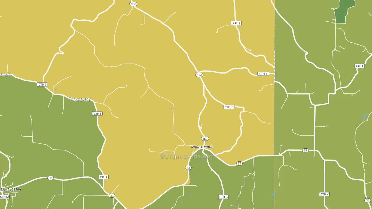 Middle Ridge, WI Map of Vehicle Theft Rates