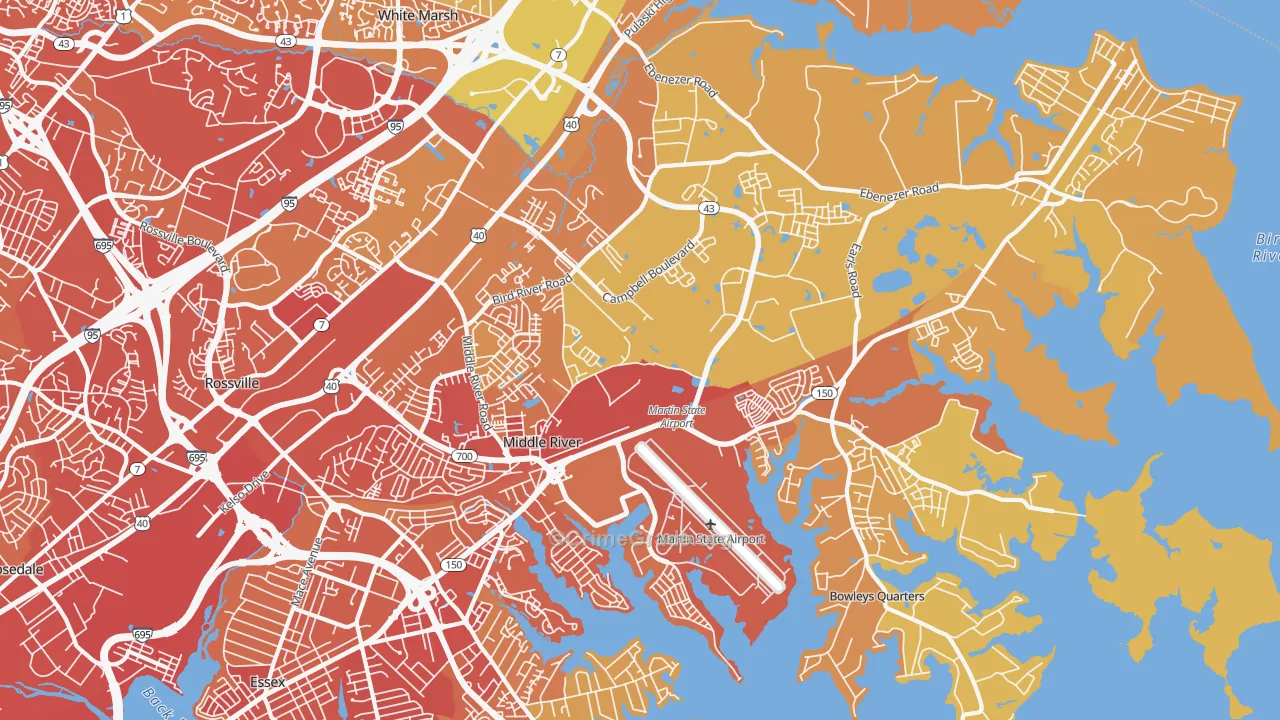 Middle River, MD Map of Vehicle Theft Rates