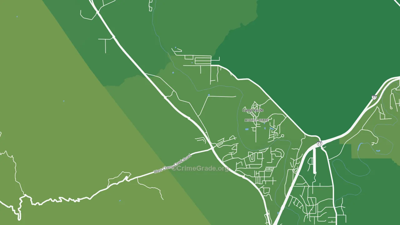 Middle Verde, AZ Map of Vehicle Theft Rates