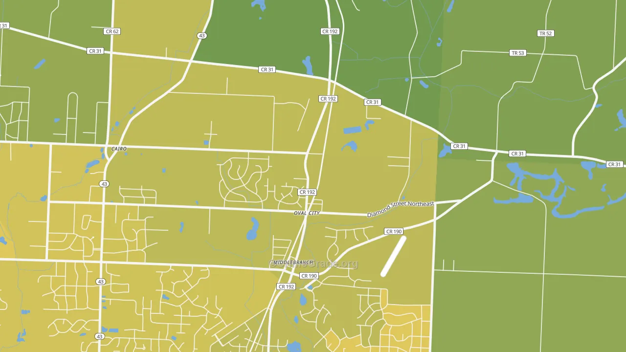Middlebranch, OH Map of Vehicle Theft Rates