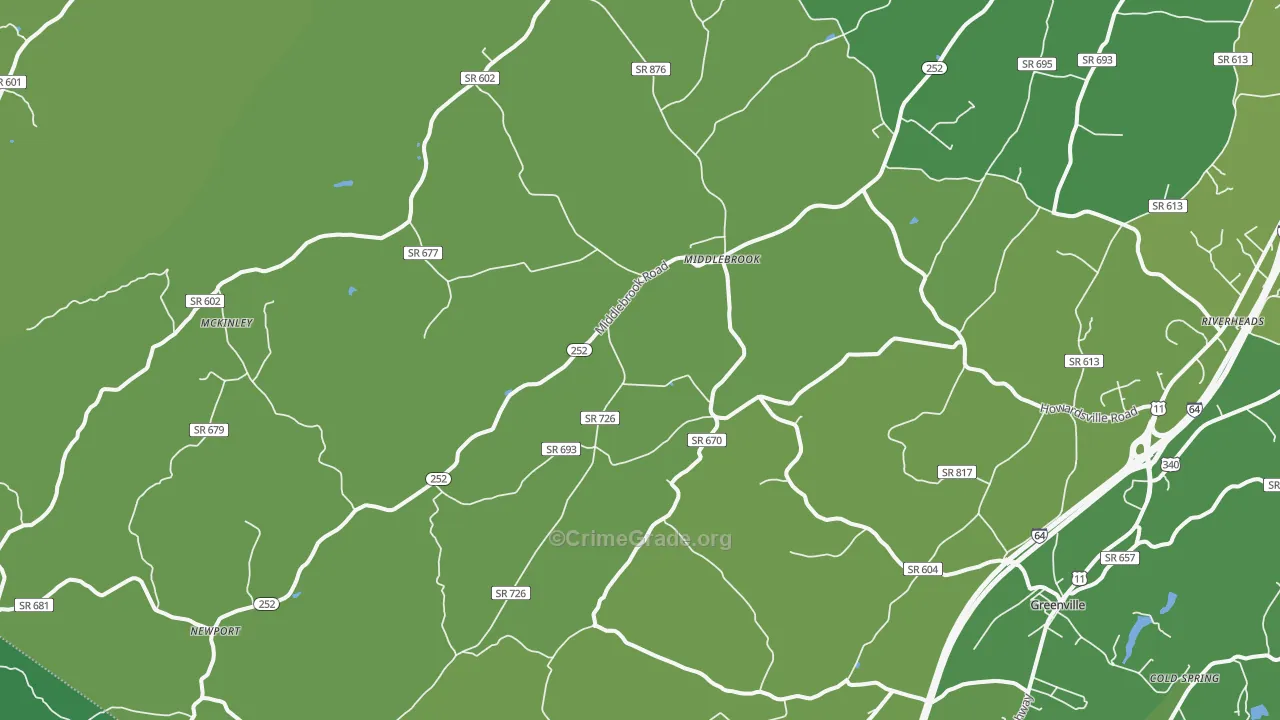 Middlebrook, VA Map of Vehicle Theft Rates