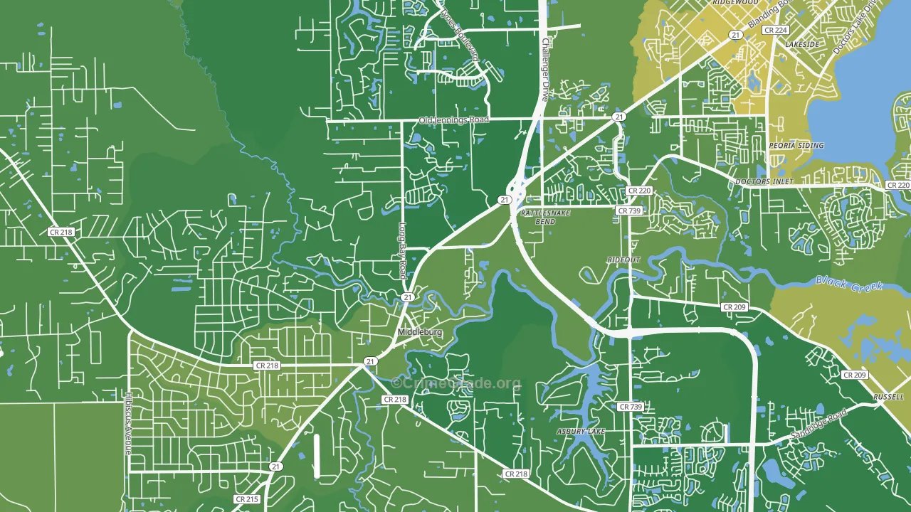 Middleburg, FL Map of Vehicle Theft Rates