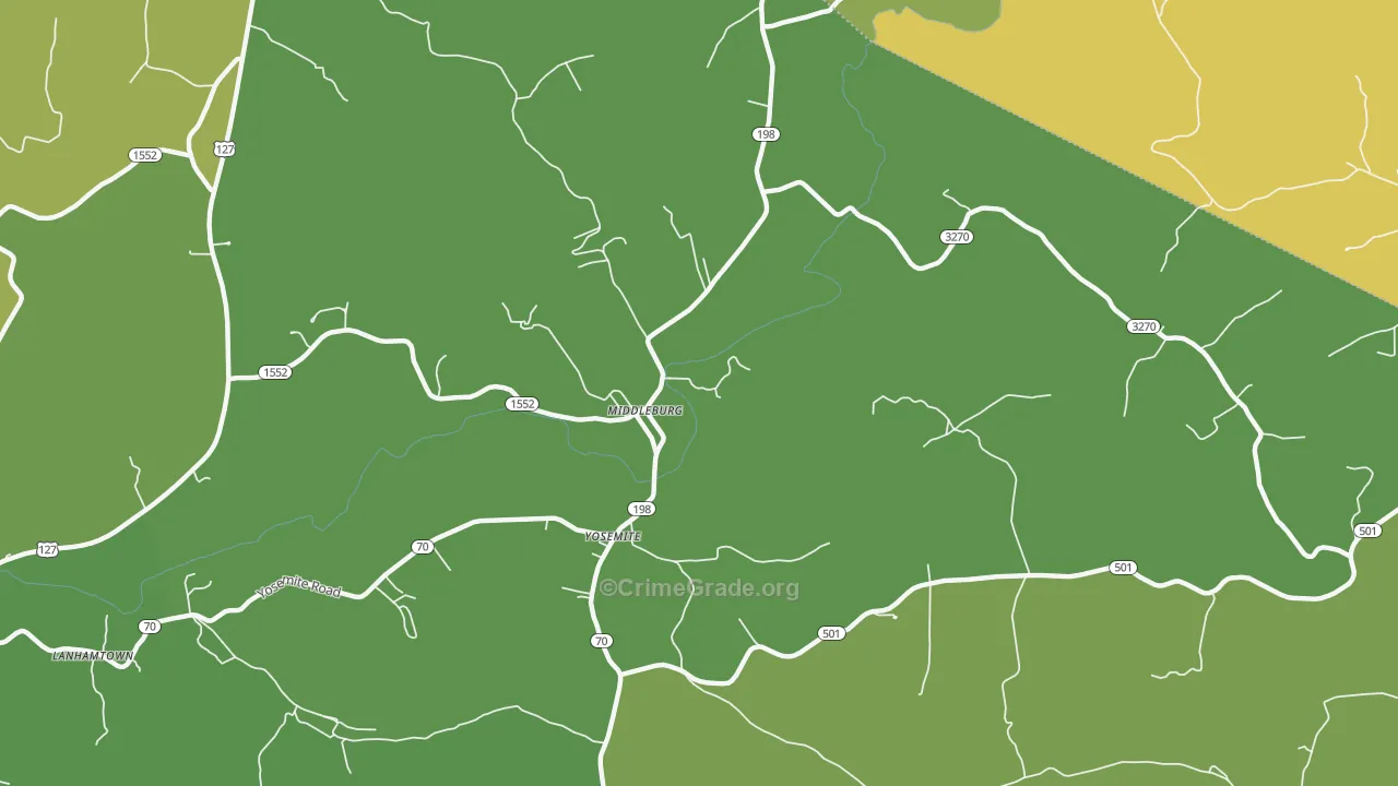 Middleburg, KY Map of Vehicle Theft Rates