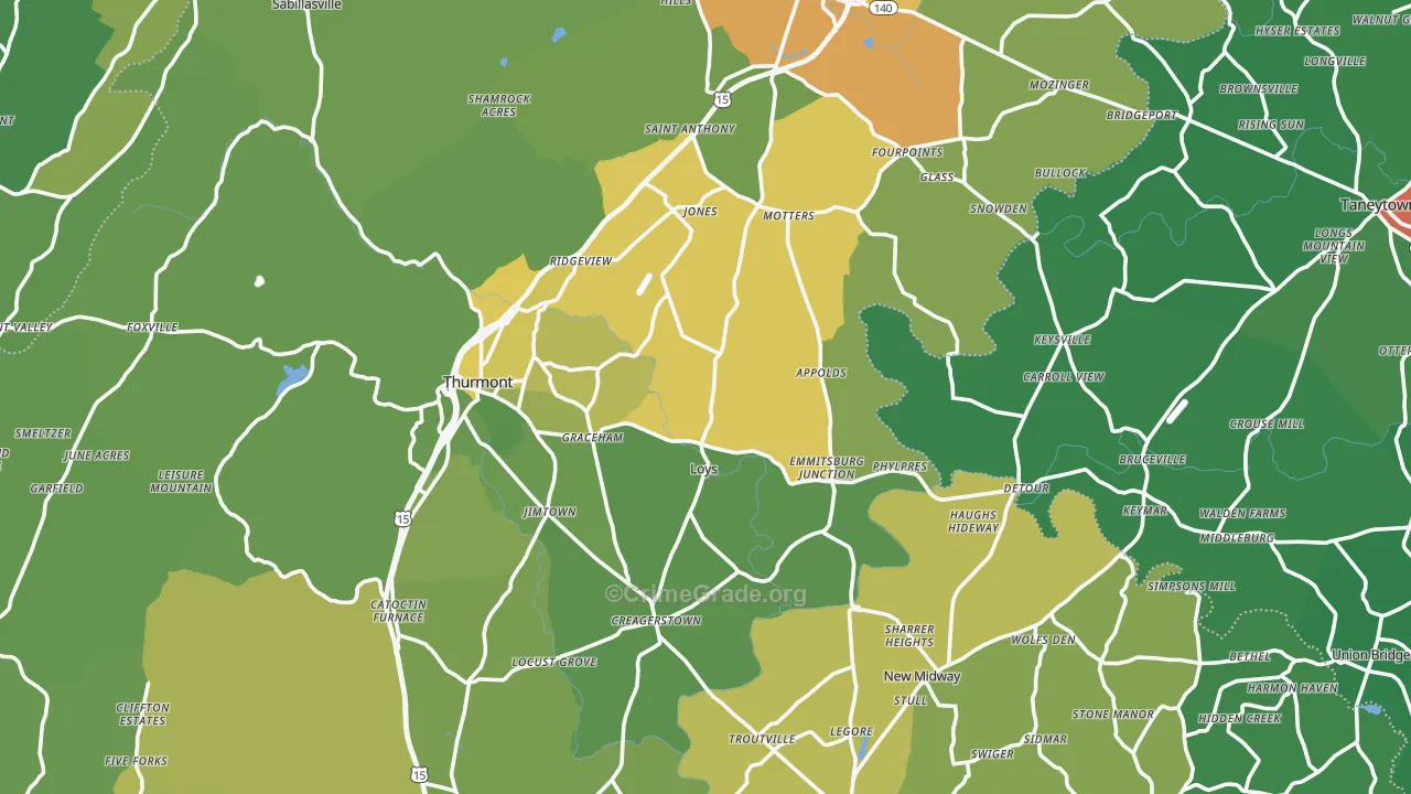 Middleburg, MD Map of Vehicle Theft Rates