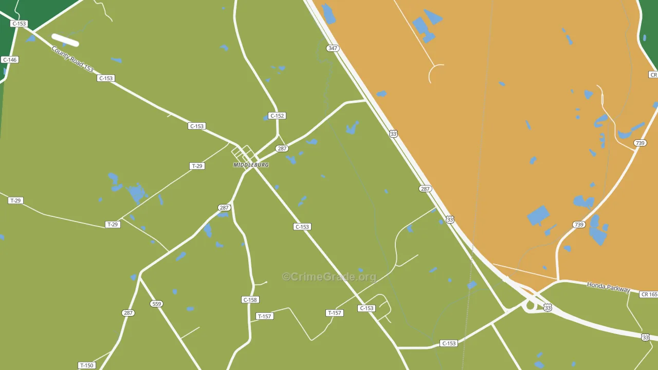 Middleburg, OH Map of Vehicle Theft Rates