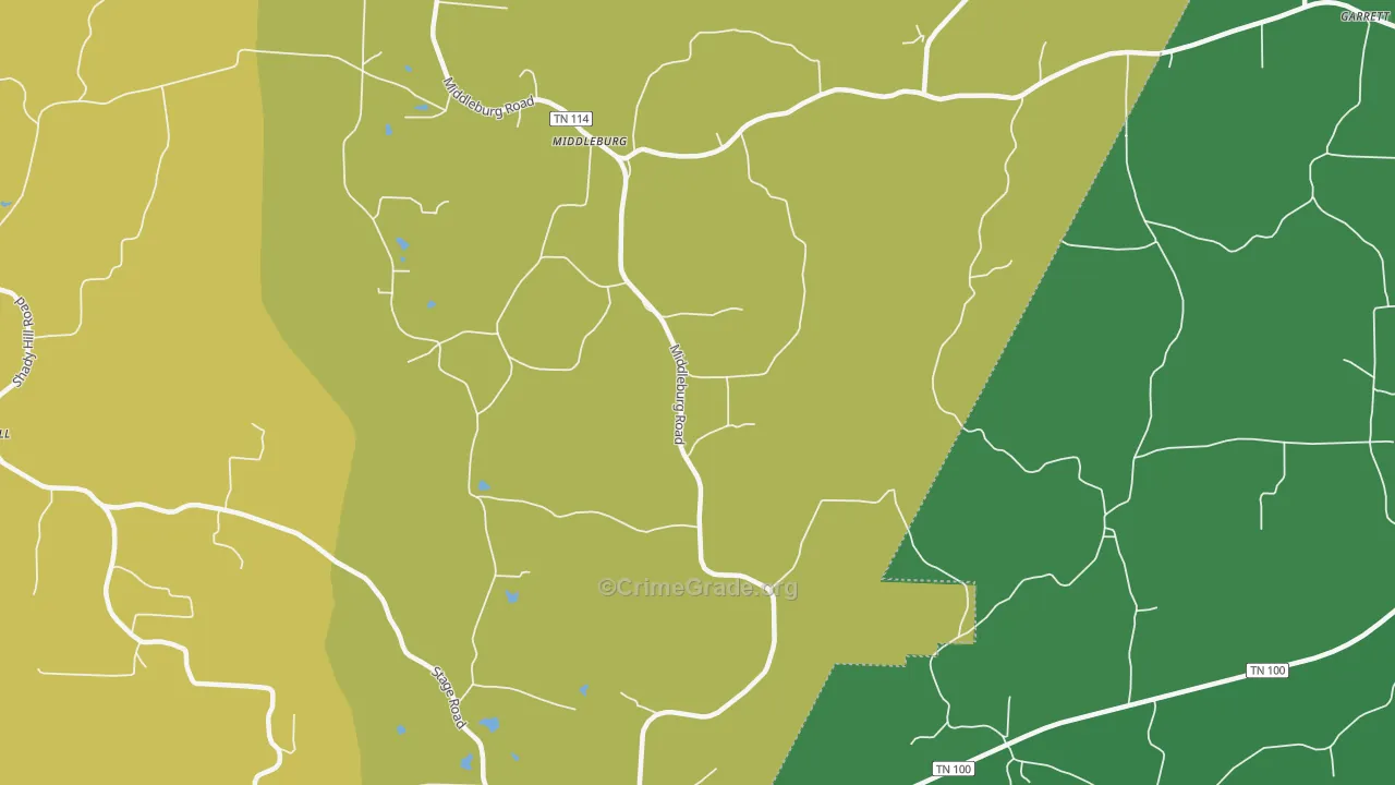 Middleburg, TN Map of Vehicle Theft Rates