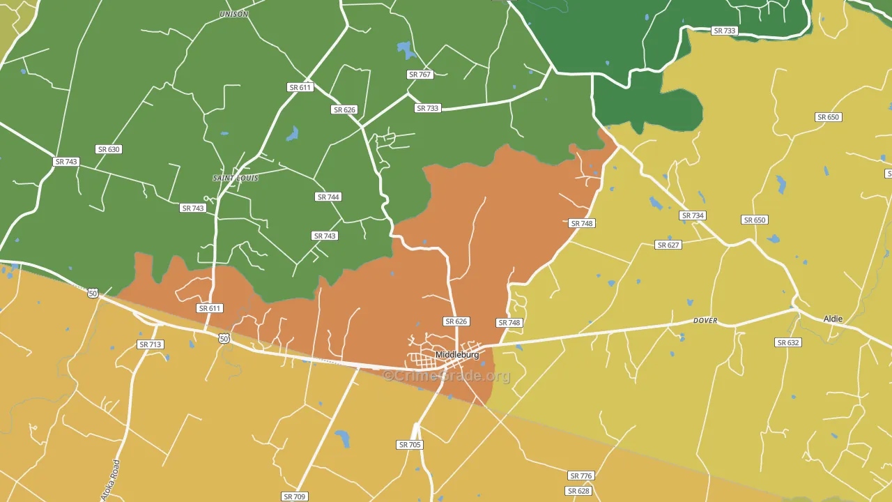 Middleburg, VA Map of Vehicle Theft Rates