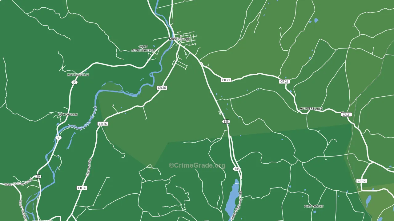 Middleburgh, NY Map of Vehicle Theft Rates