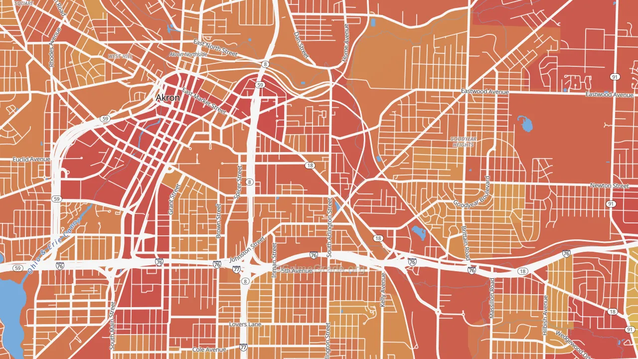 Middlebury, Akron, OH Map of Vehicle Theft Rates