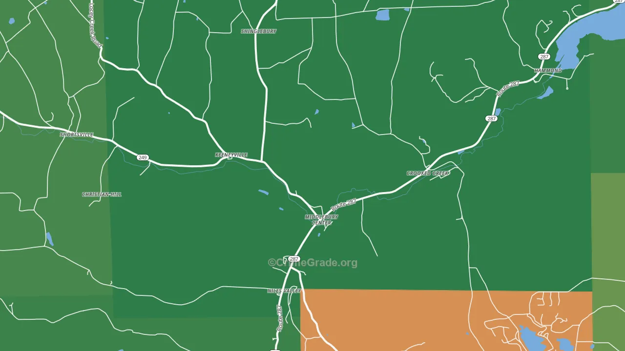 Middlebury Center, PA Map of Vehicle Theft Rates