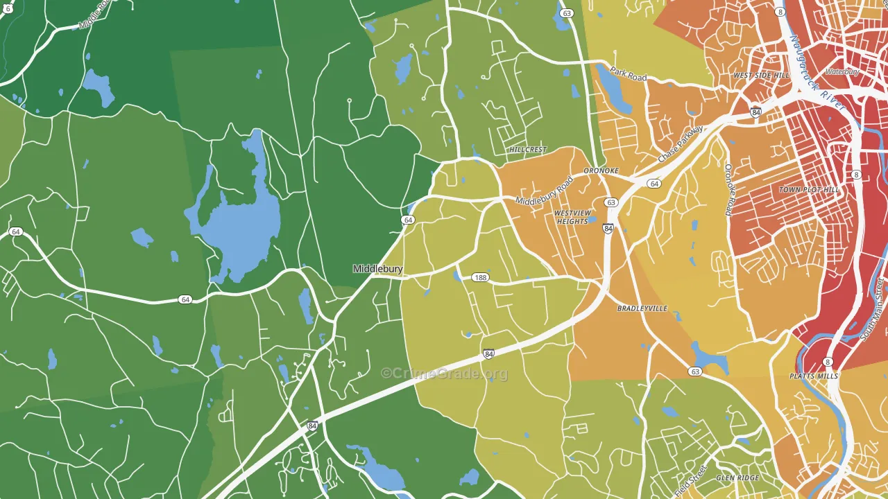 Middlebury, CT Map of Vehicle Theft Rates