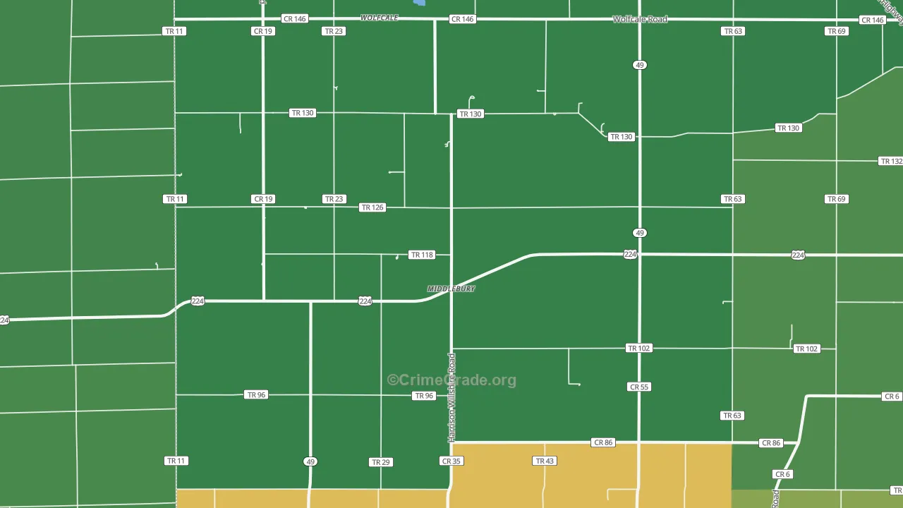 Middlebury, OH Map of Vehicle Theft Rates