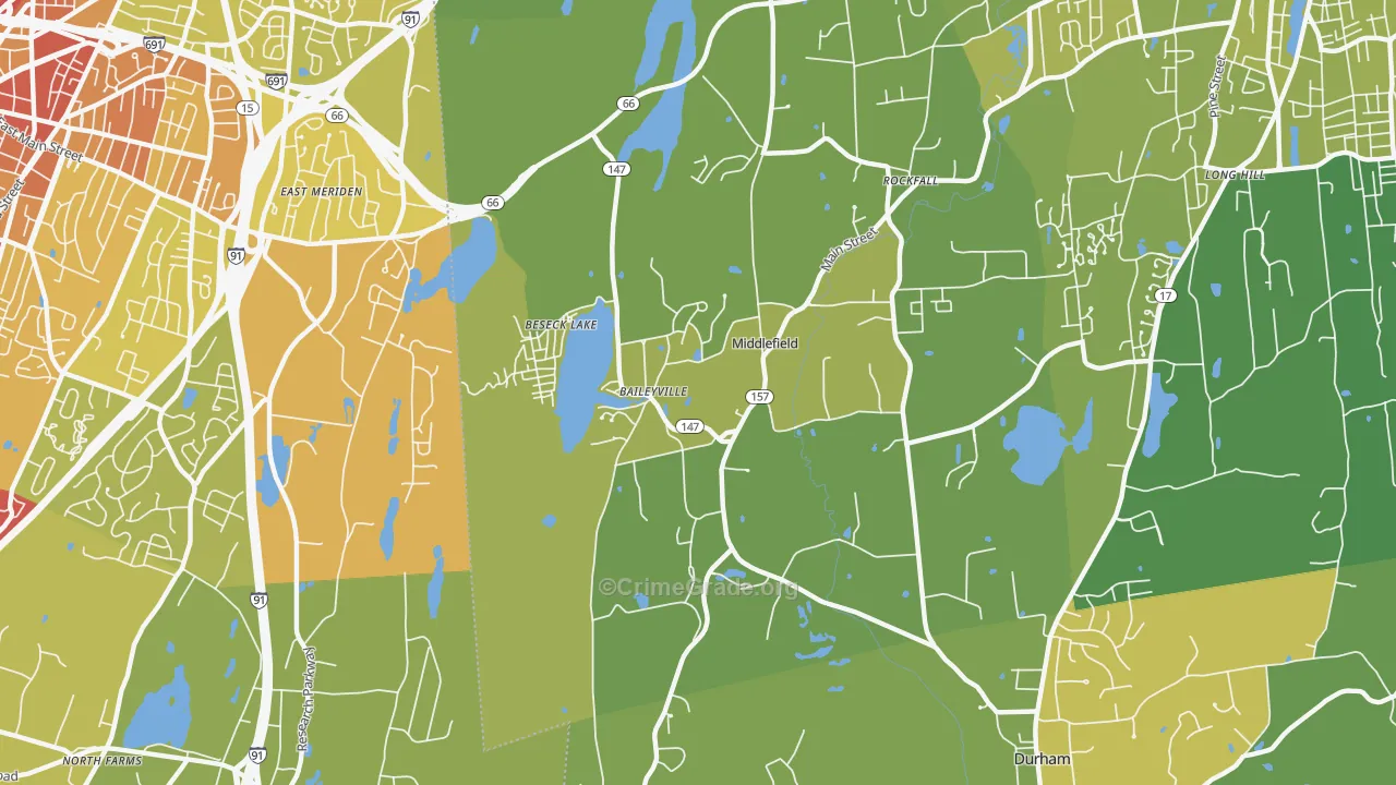 Middlefield, CT Map of Vehicle Theft Rates