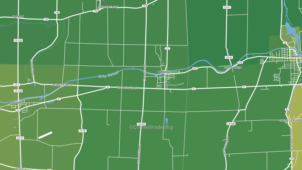 Middleport, NY Map of Vehicle Theft Rates