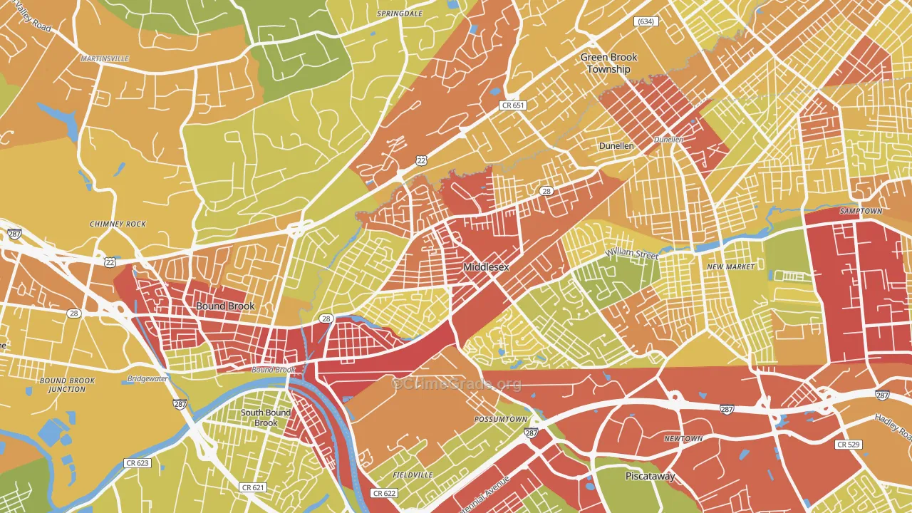 Middlesex, NJ Map of Vehicle Theft Rates