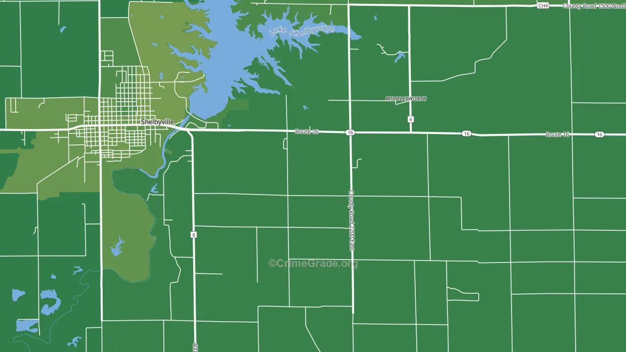 Middlesworth, IL Map of Vehicle Theft Rates