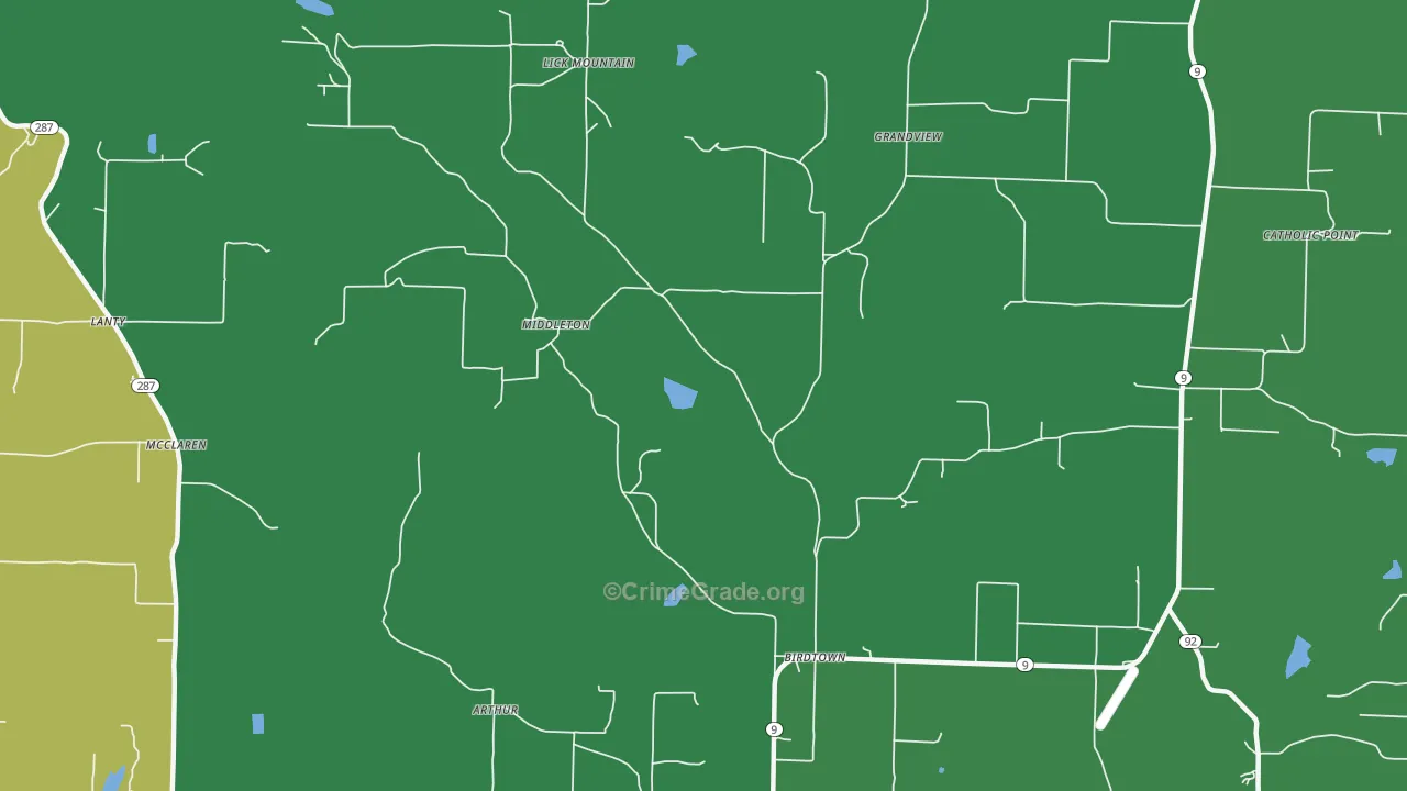 Middleton, AR Map of Vehicle Theft Rates