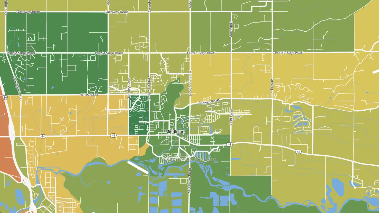 Middleton, ID Map of Vehicle Theft Rates