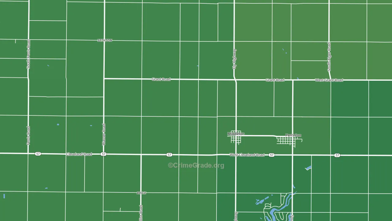 Middleton, MI Map of Vehicle Theft Rates