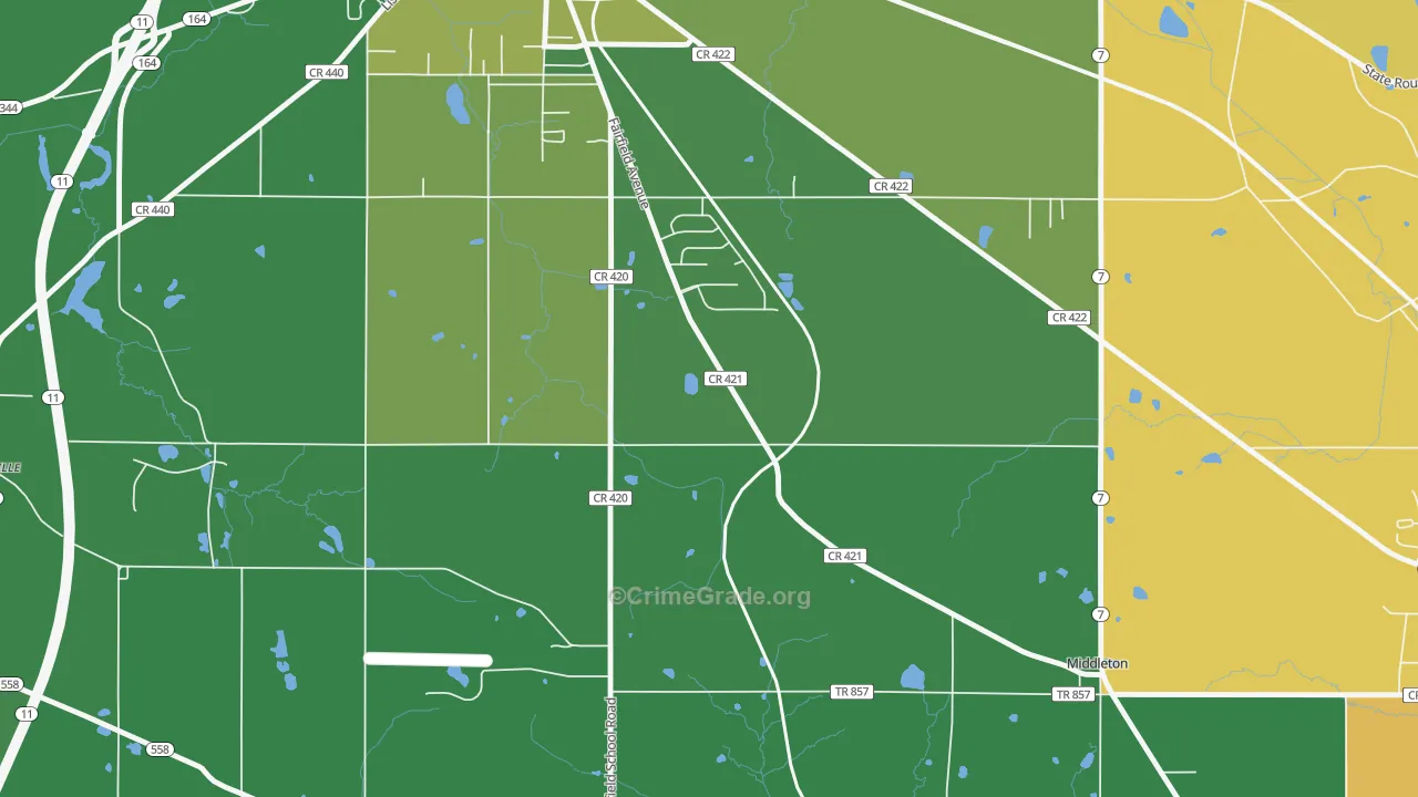 Middleton, OH Map of Vehicle Theft Rates
