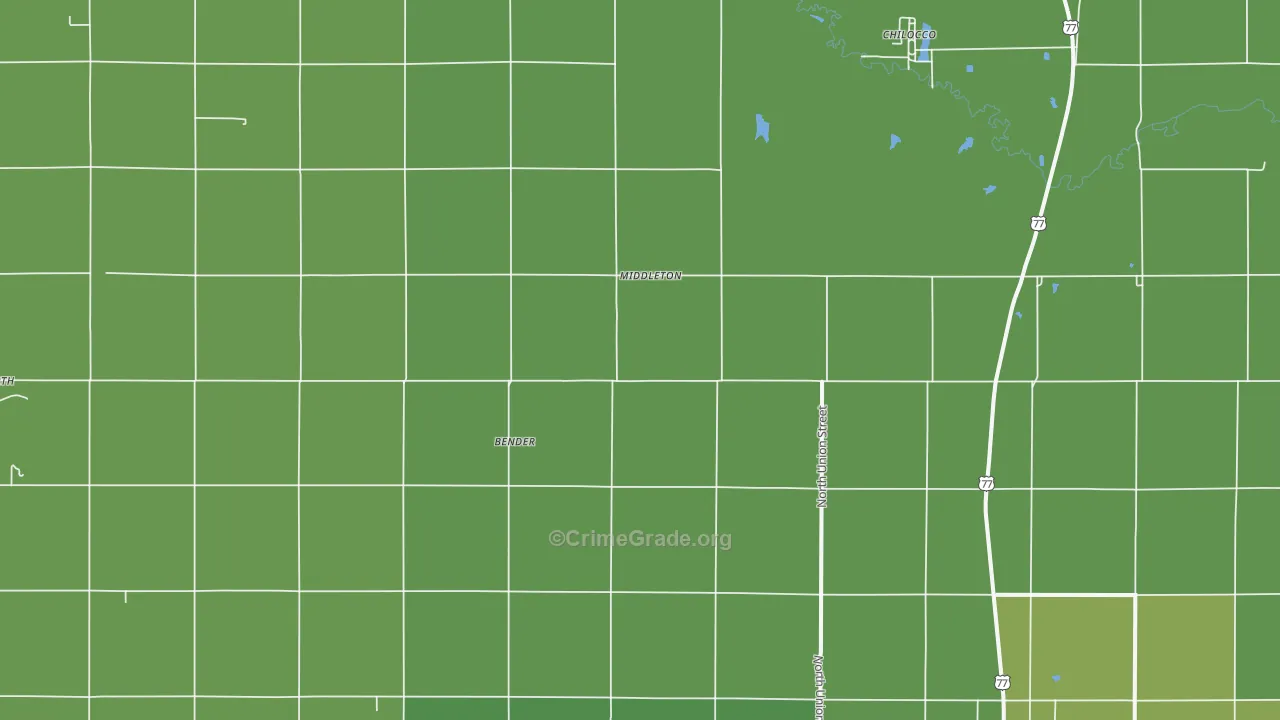 Middleton, OK Map of Vehicle Theft Rates