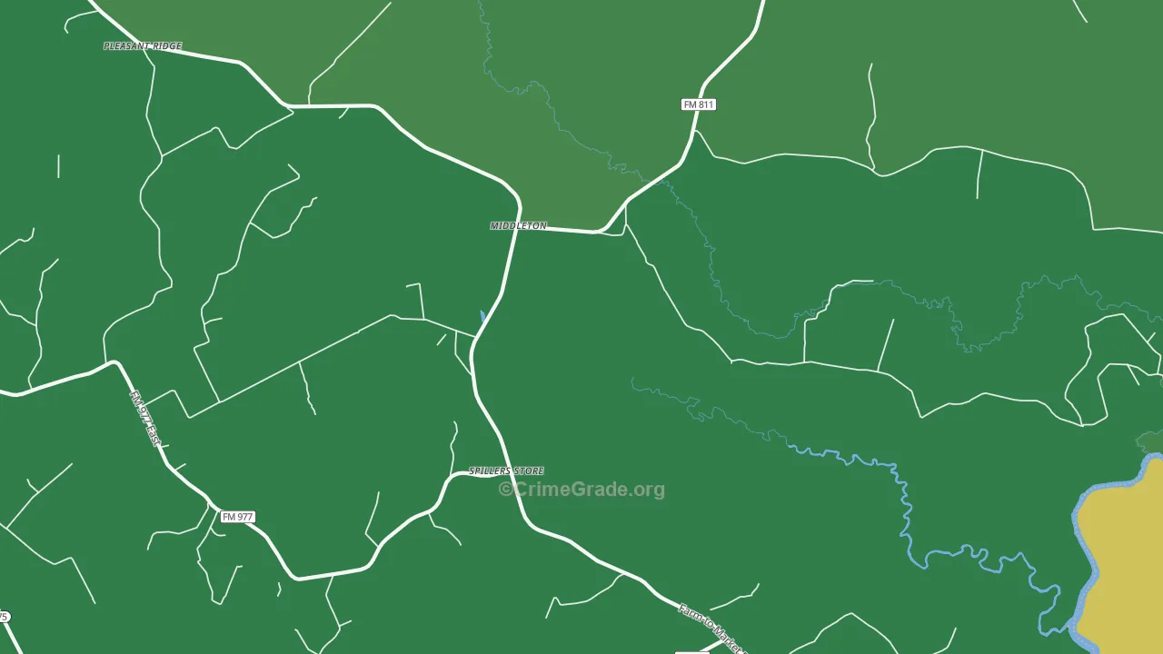 Middleton, TX Map of Vehicle Theft Rates