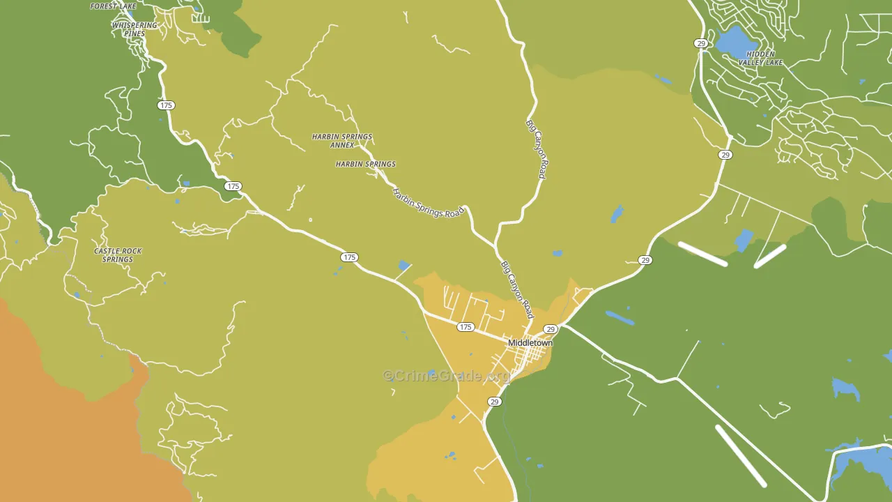 Middletown, CA Map of Vehicle Theft Rates